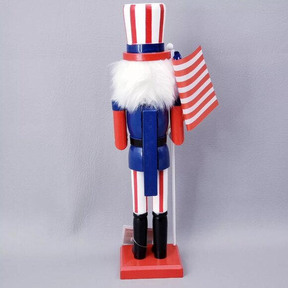 PATRIOTIC July 4th NUTCRACKER UNCLE SAM Top Hat Flag Red White Blue - Picture 9 of 16